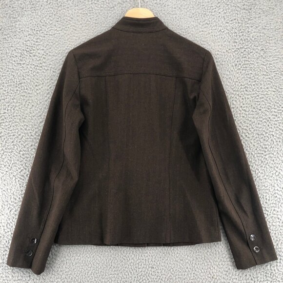 Chicos Blazer Womens 0 US Small Brown Glitter Mandarin Collar French Pocket Work - Picture 3 of 10